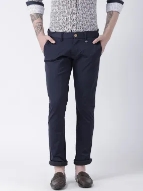 Men Navy Blue Slim Fit Solid Chinos