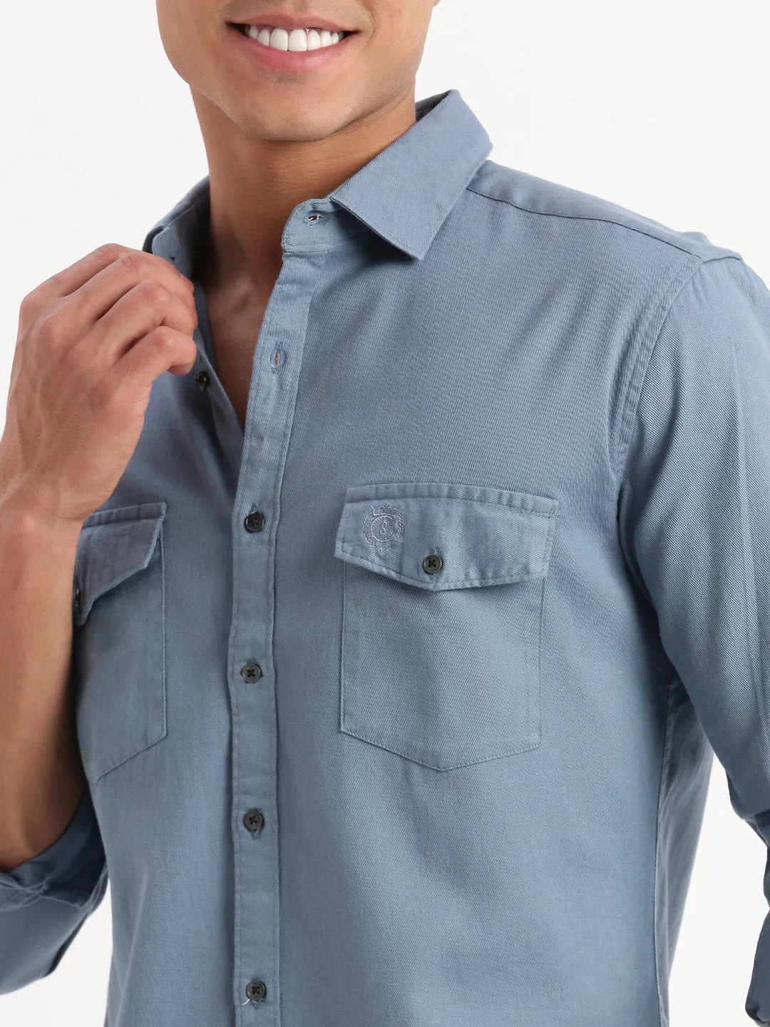 Men Solid Blue Shirt