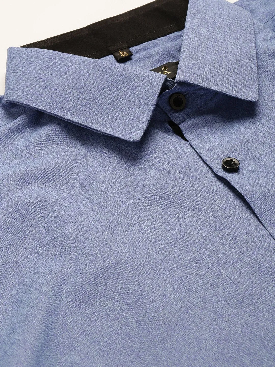 Men's Cotton Blue Solid Formal Shirt - Sojanya