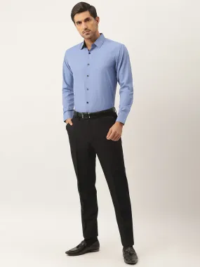 Men's Cotton Blue Solid Formal Shirt - Sojanya