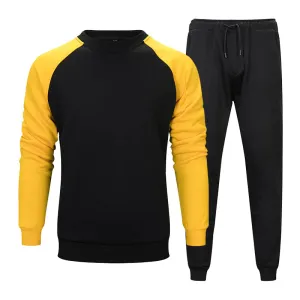 Men's Large Size Pullover Round Neck Hoodies Joggers Two-Piece Set