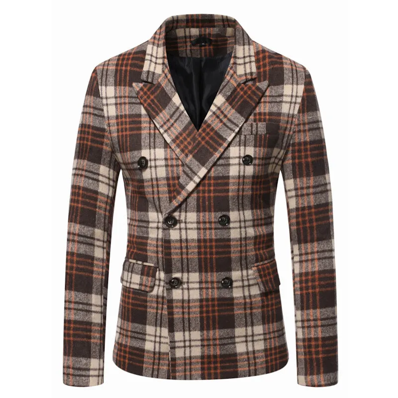 Men's Loose-fitting Sanding Thickened Plaid Suit Jacket