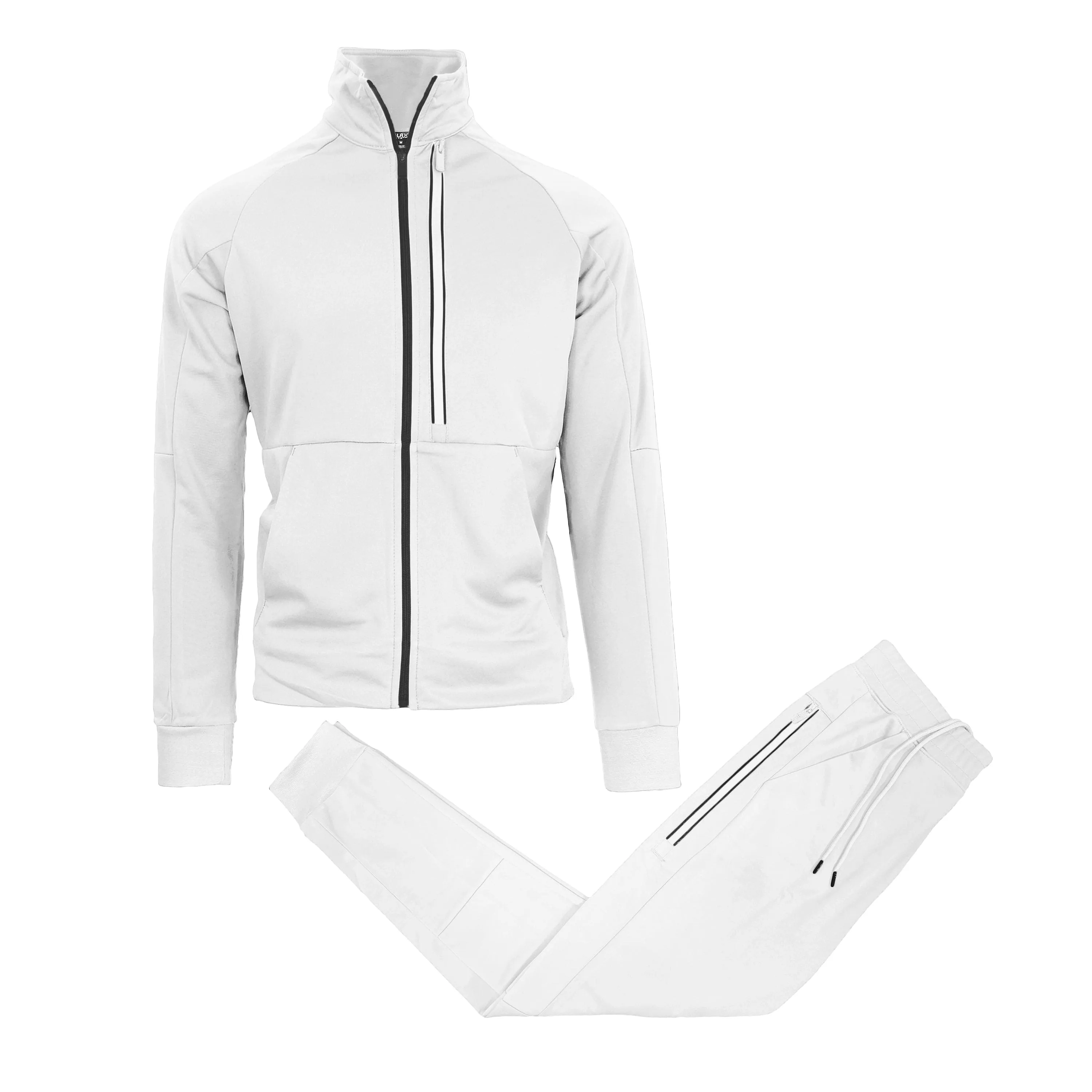 Men's Moisture Wicking Performance Active Sweater Track Jacket & Jogger 2-Piece Classic Set (Sizes, S-2XL)