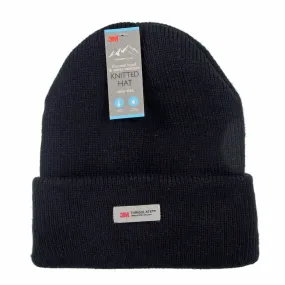 Mens Thermal Lined Water Resistant Knitted Hat Black One Size