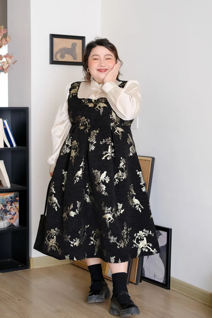 Ming Qing 鸣禽 Songbird New Chinese Style Plus Size Brocaded Jumper Dress