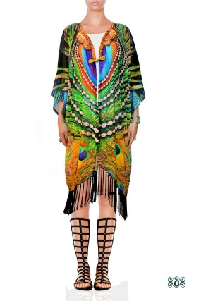 NATURE MORTE Royal Peacock Devarshy Georgette Short Kimono Jacket - 003