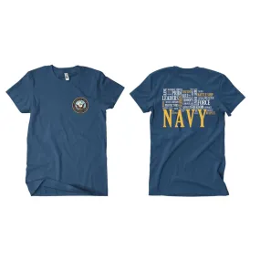 Navy Words Two-Sided T-Shirt