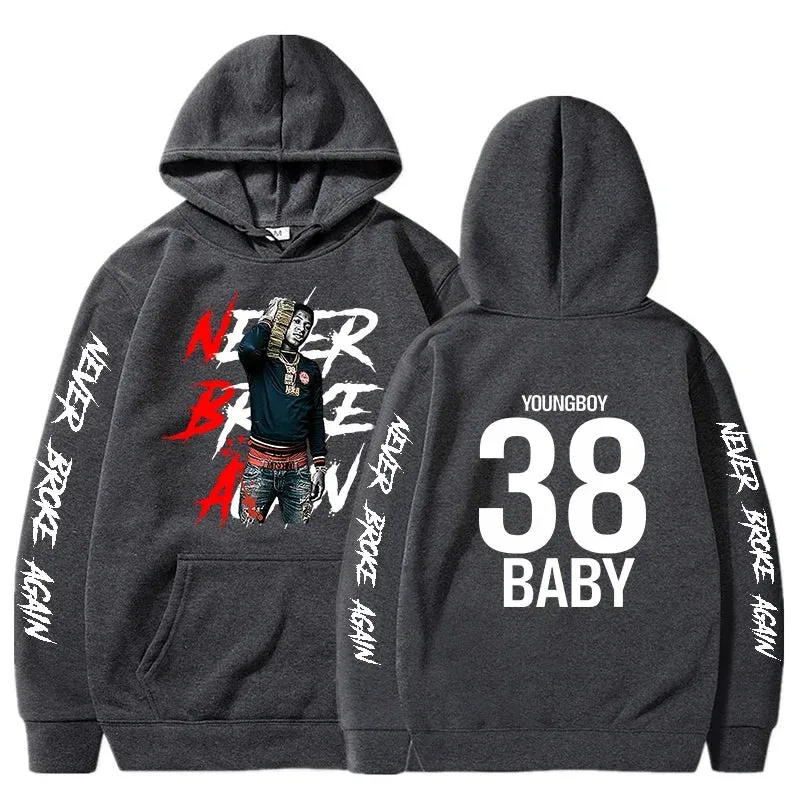 Never Broke Again Hoodies Men Fashion YoungBoy Graphic Printed Sweatshirts Women Cool Casual Harajuku Sportwear Hooded Pullover