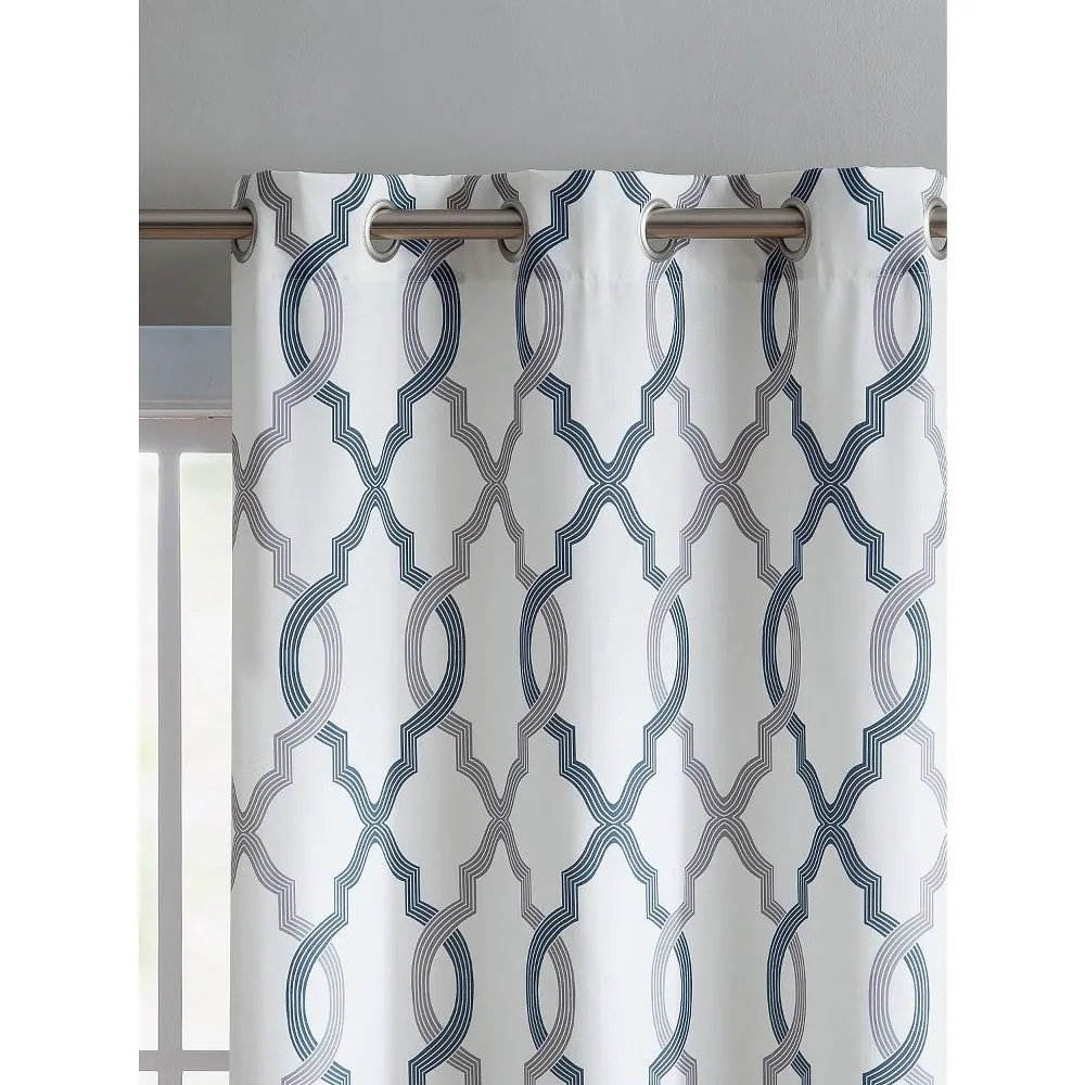 New - VCNY Home Caldwell Printed Curtain Panel Pair - Blue Curtain Panel Pair - 76" x 96"