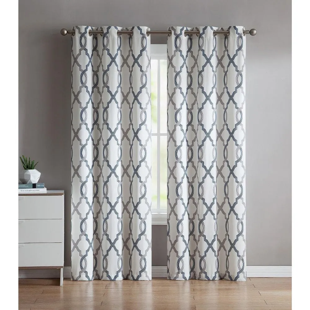 New - VCNY Home Caldwell Printed Curtain Panel Pair - Blue Curtain Panel Pair - 76" x 96"