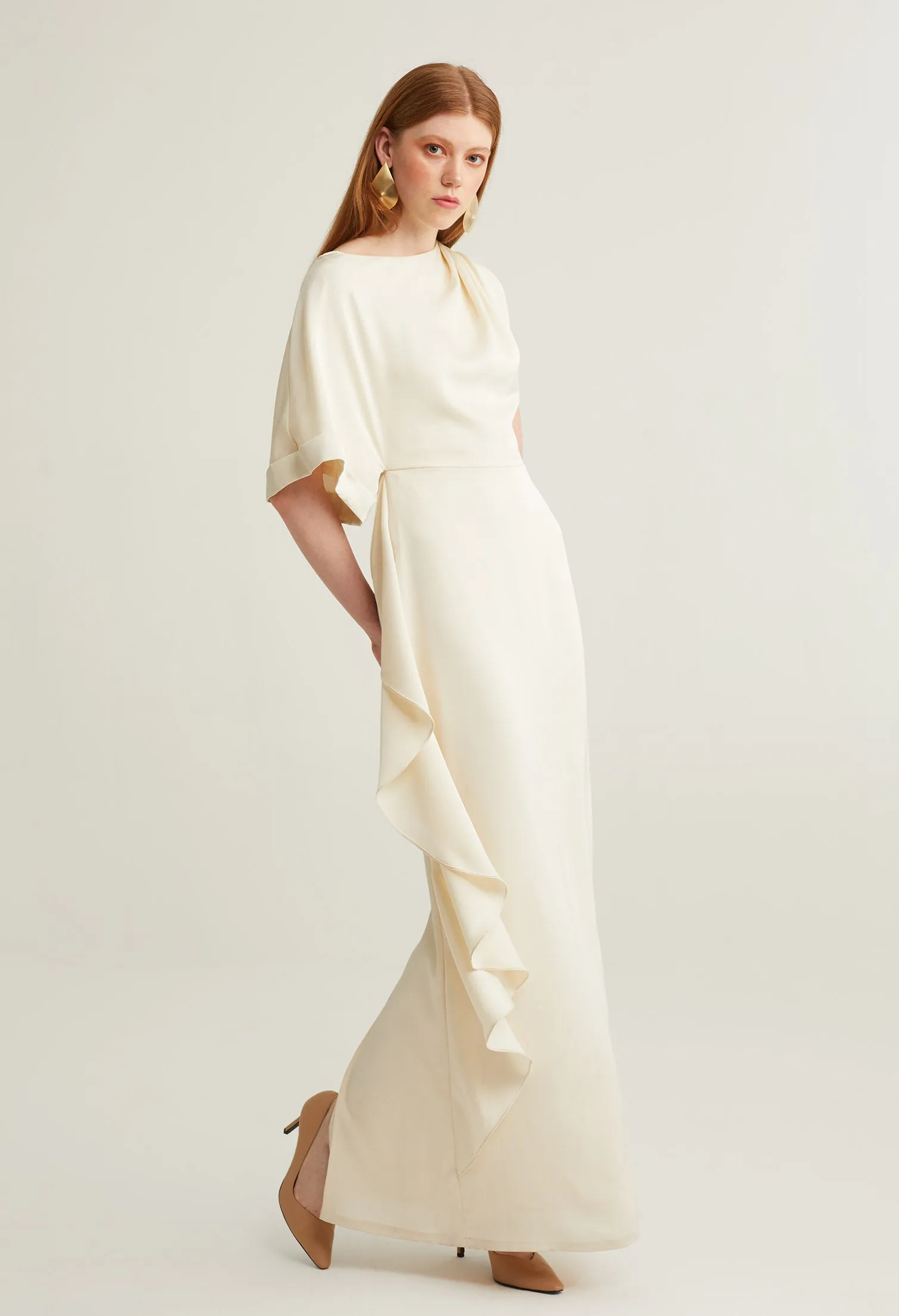 nichii X NURITA HARITH Monochromatic Ruffled Maxi Dress