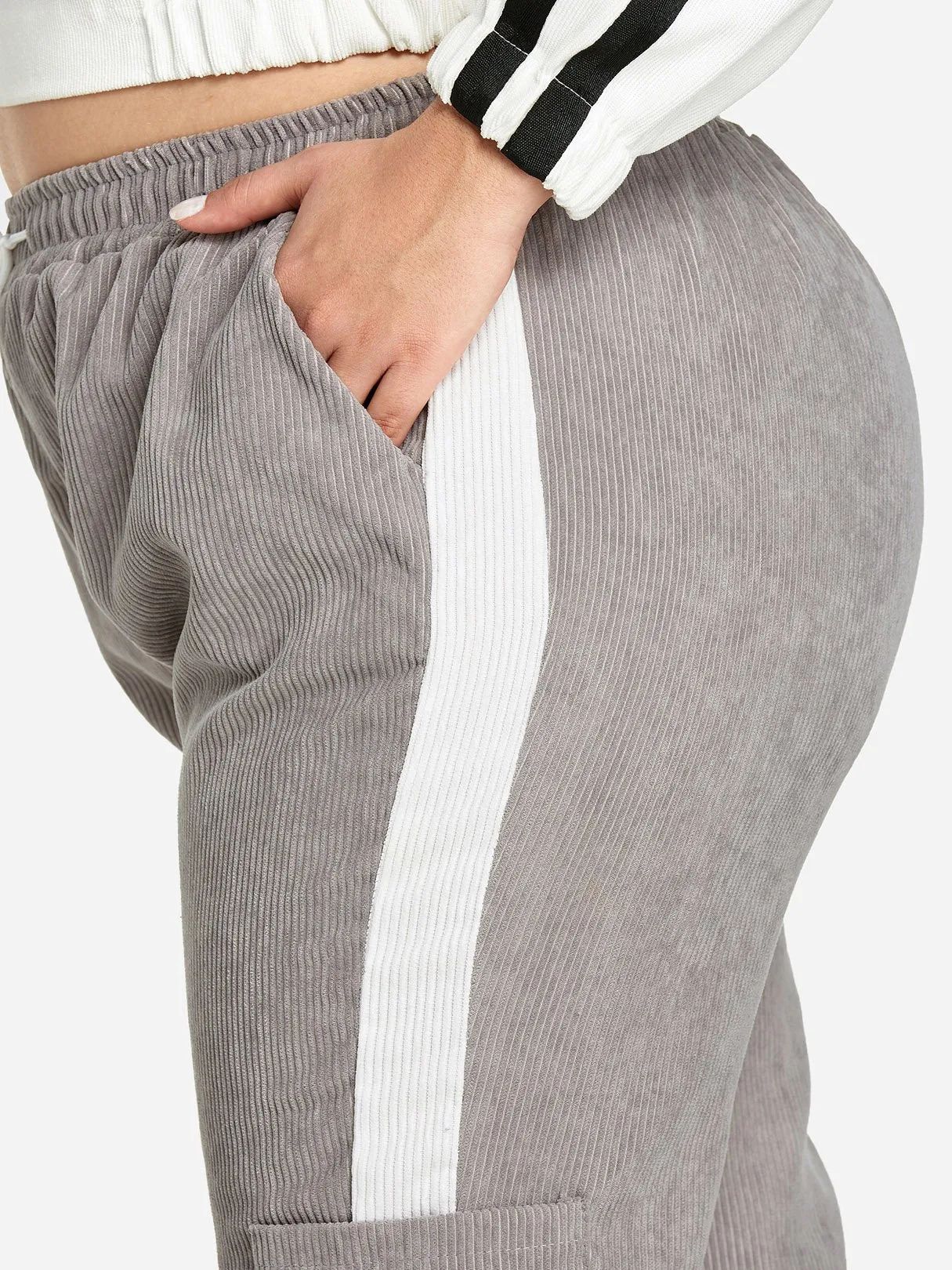 OEM ODM Plus Size Corduroy Drawstring Pocket Pants