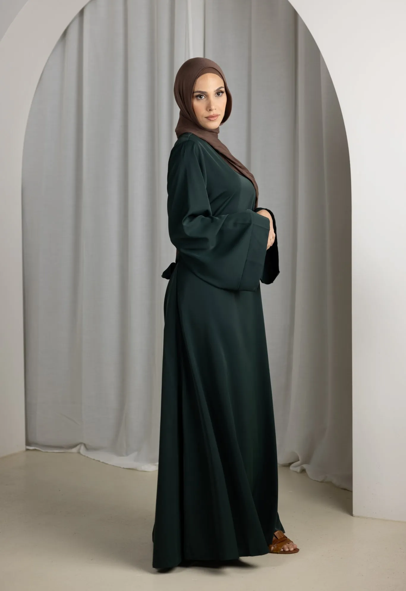 Open Sleeve Abaya  - Shades of Green