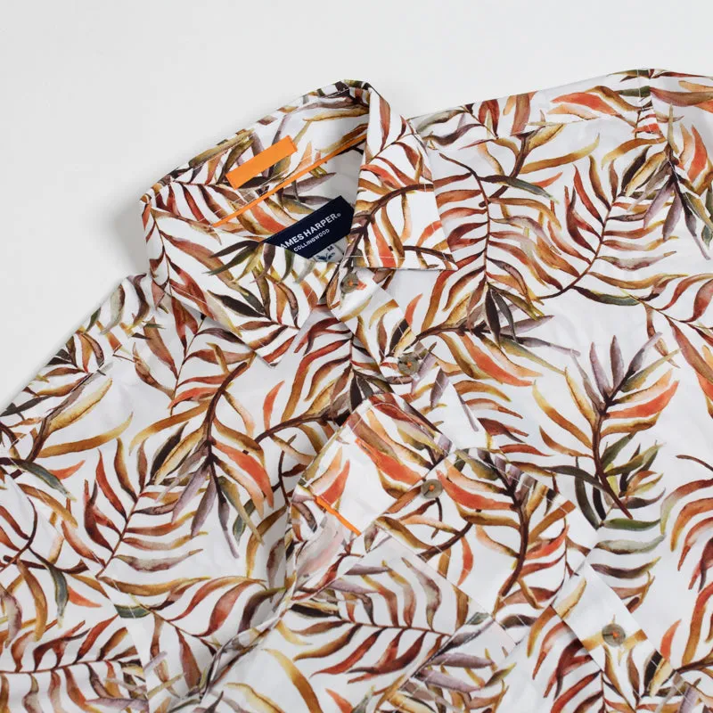 Orange Bermuda Palms Cotton Poplin Shirt