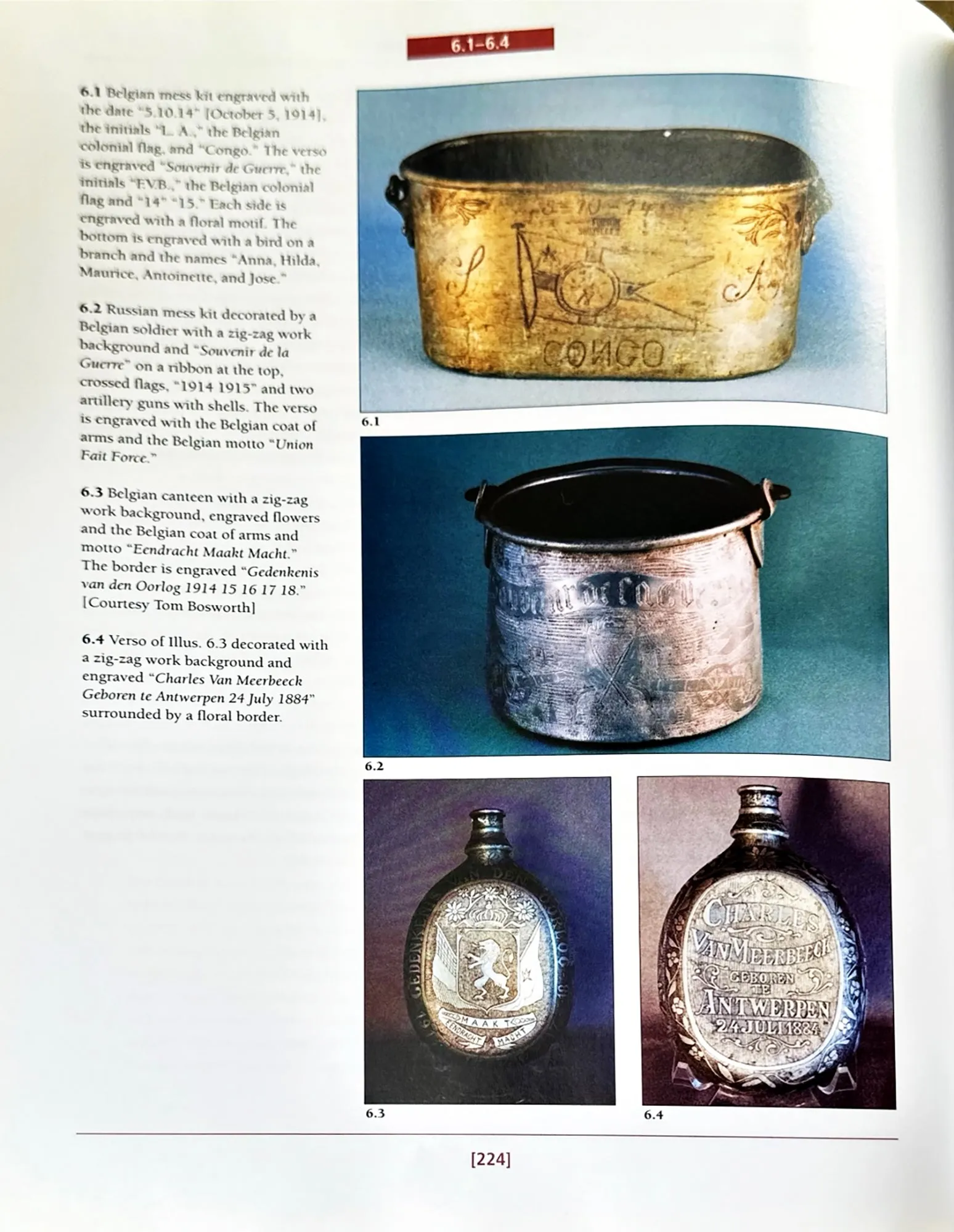 Original Belgian Engraved WWI Imperial Russian Model 1897 Mess Kit Trench Art Dated 1914 1915 - Featured In The Book “Trench Art, An Illustrated History” by Jane Kimball on Page 224