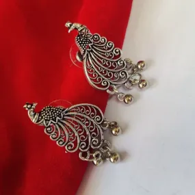 Oxidized peacock stud earrings