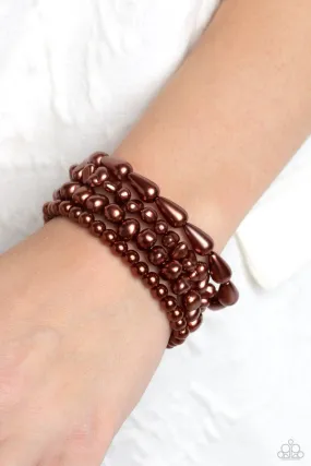 Paparazzi Bracelet ~ Gossip PEARL - Brown