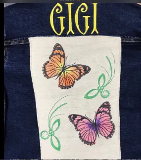 Personalized Name Butterfly Denim Jacket ,Custom Denim Jacket