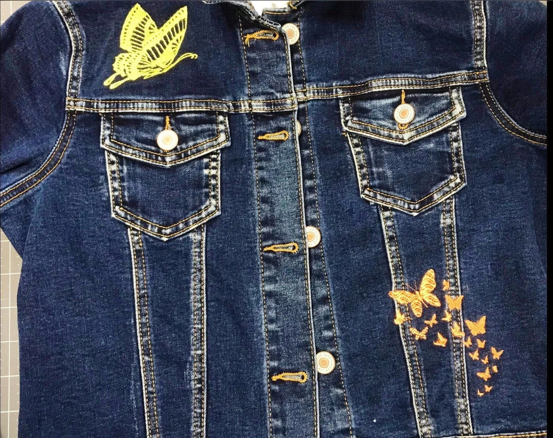 Personalized Name Butterfly Denim Jacket ,Custom Denim Jacket