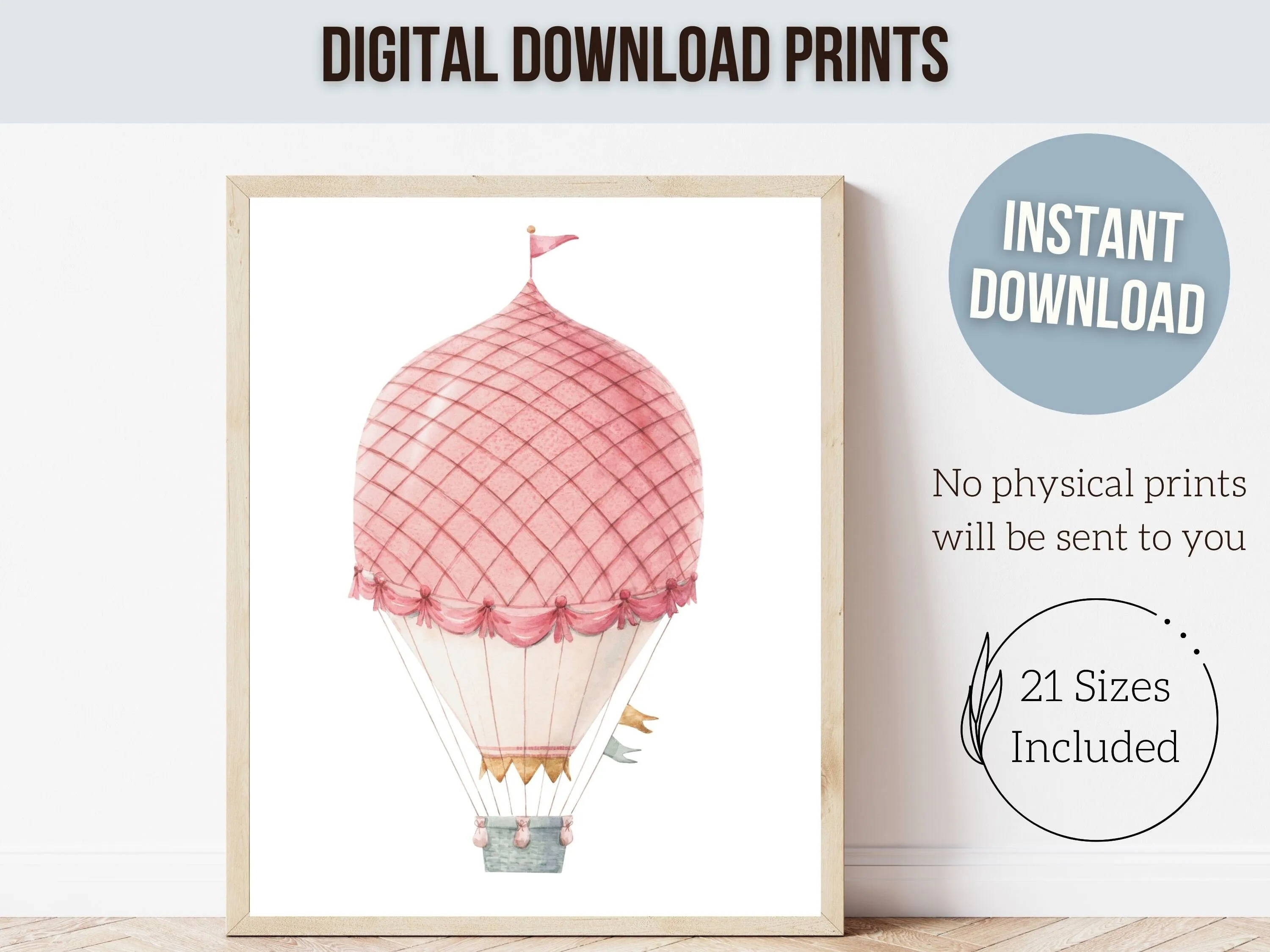 Pink Hot Air Balloons Nursery Prints