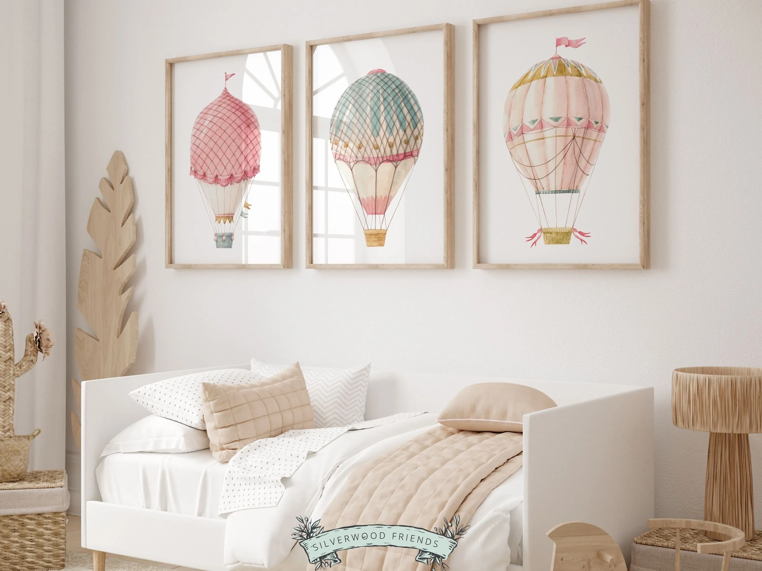 Pink Hot Air Balloons Nursery Prints