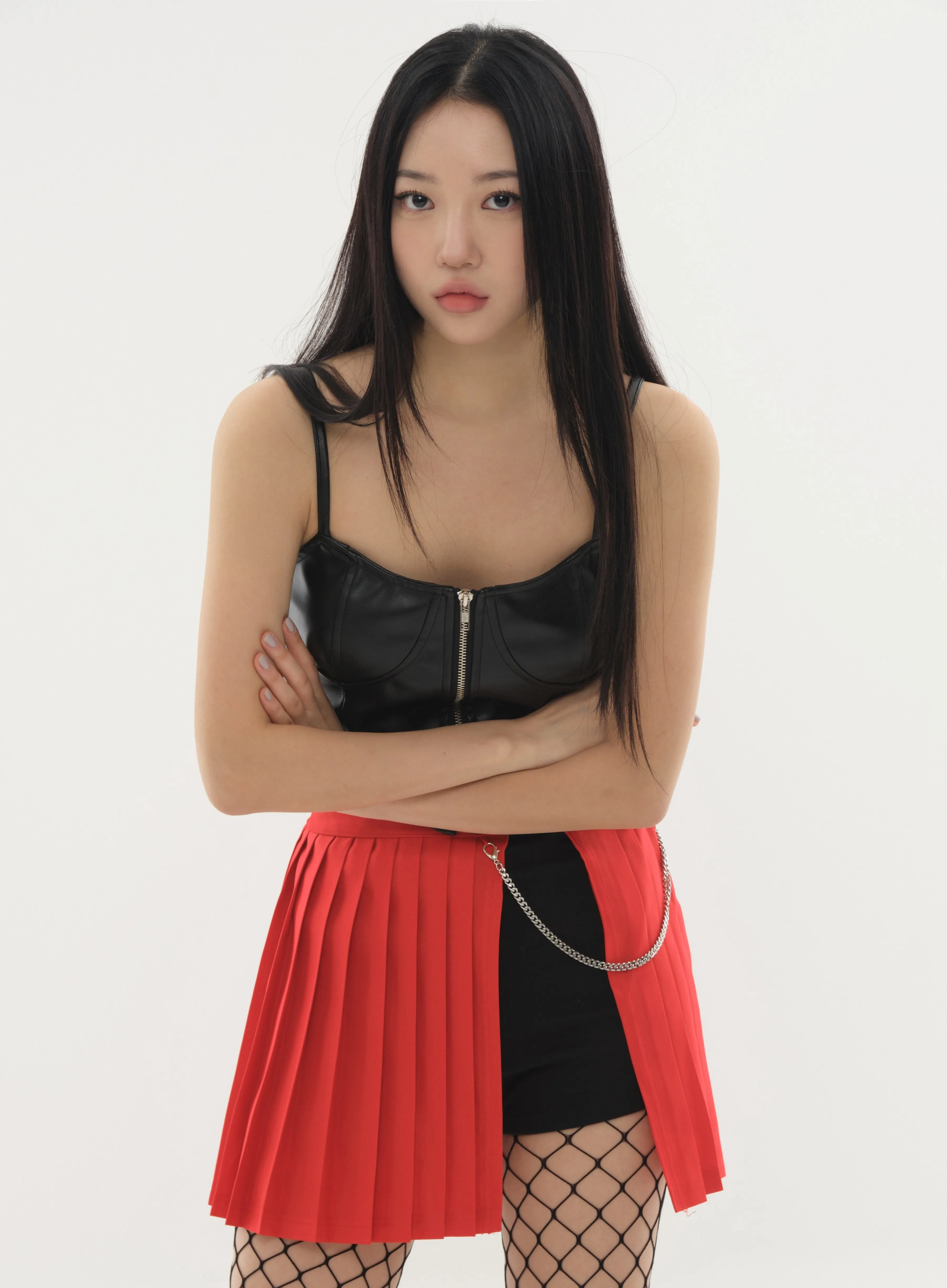 Pleated Mini Skirt with Chain #Original Kpop #121692