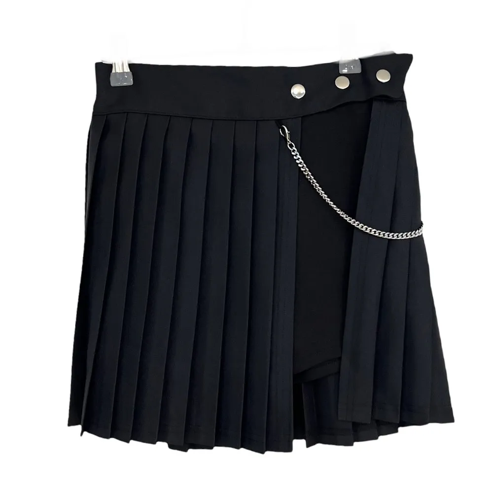 Pleated Mini Skirt with Chain #Original Kpop #121692