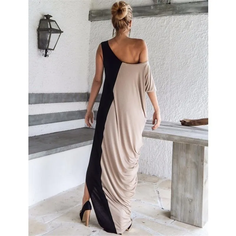 Plus Size One Shoulder Loose Long Dresses