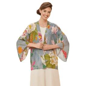 Powder Tropical Flora and Fauna Kimono Jacket - Lavender Blue