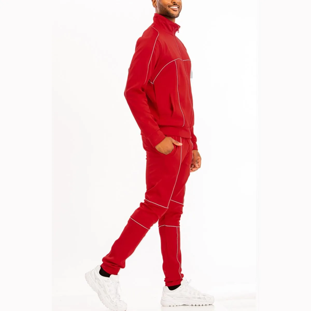 Red Reflective Piping Detailed Track Suit