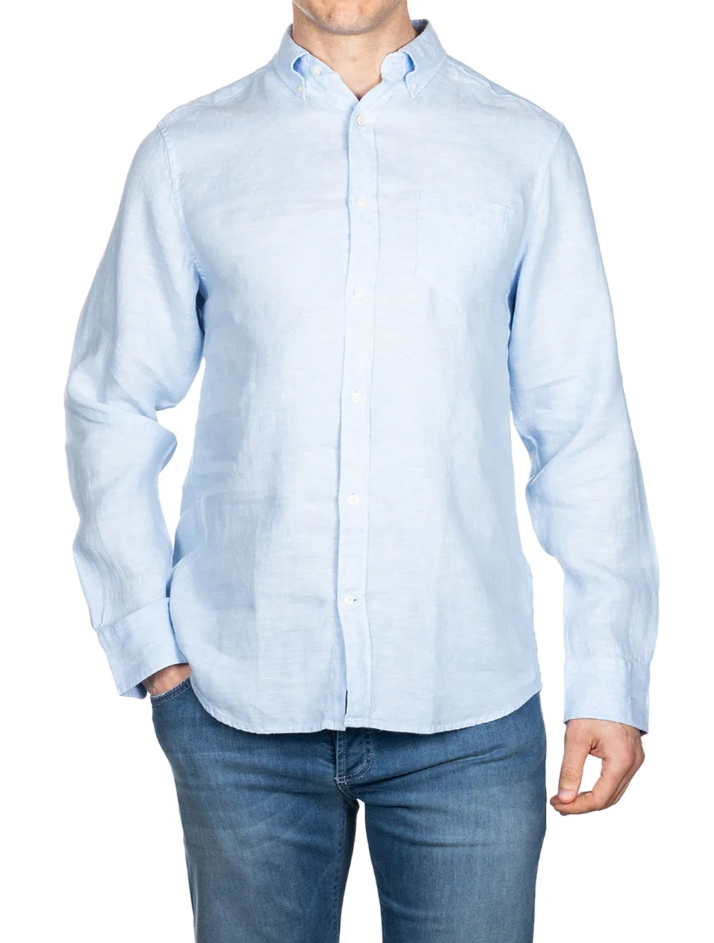 Regular Linen Shirt Button-down Capri Blue