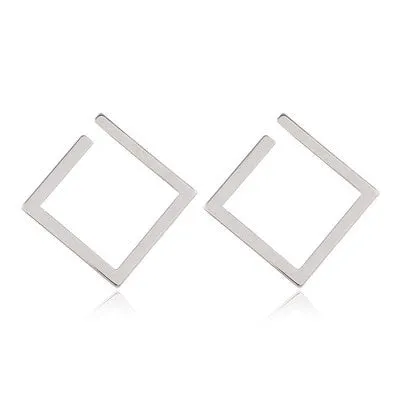 Retro Minimalist Square Earrings Irregular Stud Earrings New Exaggerated Cold Wind Fashion Earring for Women Opening Accessories