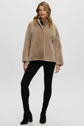 Reversible Shearling Lamb Collarless Jacket