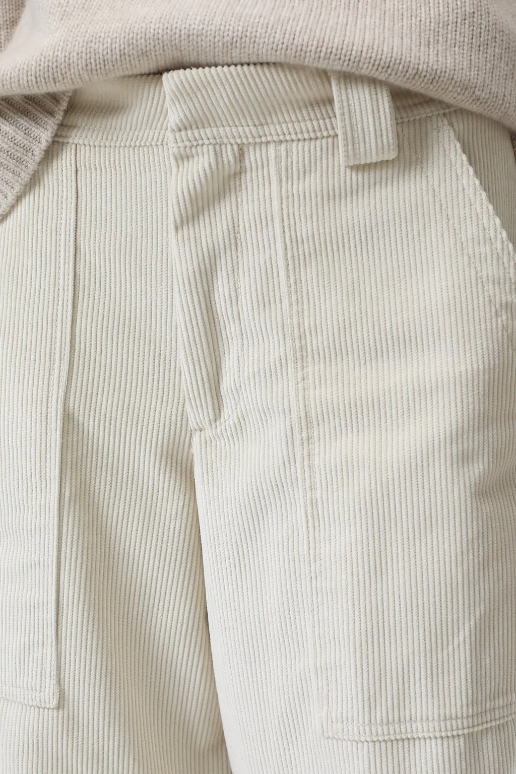 Rhannon Relaxed Corduroy Pants - Pearl Beige