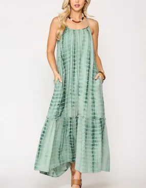 Sage tie dye maxi dress