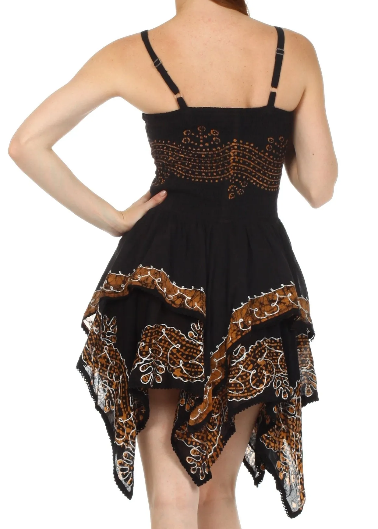 Sakkas Batik Handkerchief Hem Short Dress