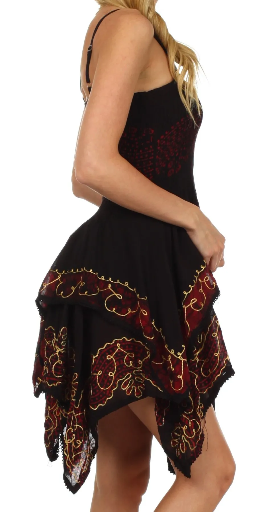 Sakkas Batik Handkerchief Hem Short Dress