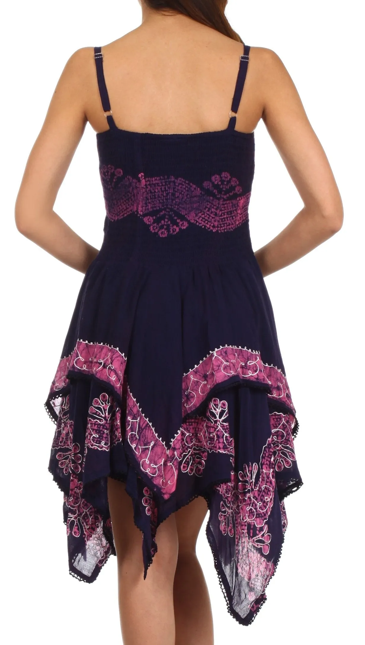 Sakkas Batik Handkerchief Hem Short Dress