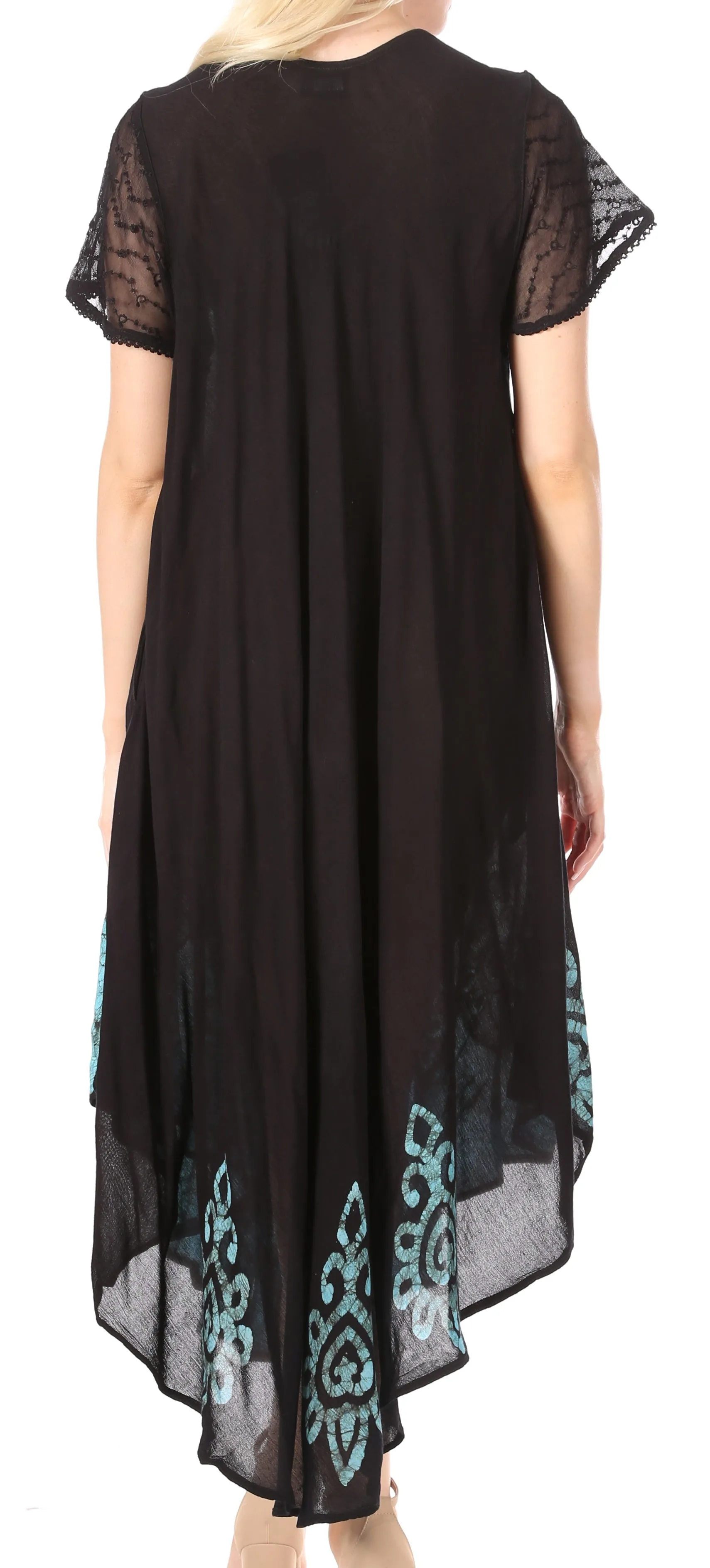 Sakkas Batik Hindi Cap Sleeve Caftan Dress / Cover Up