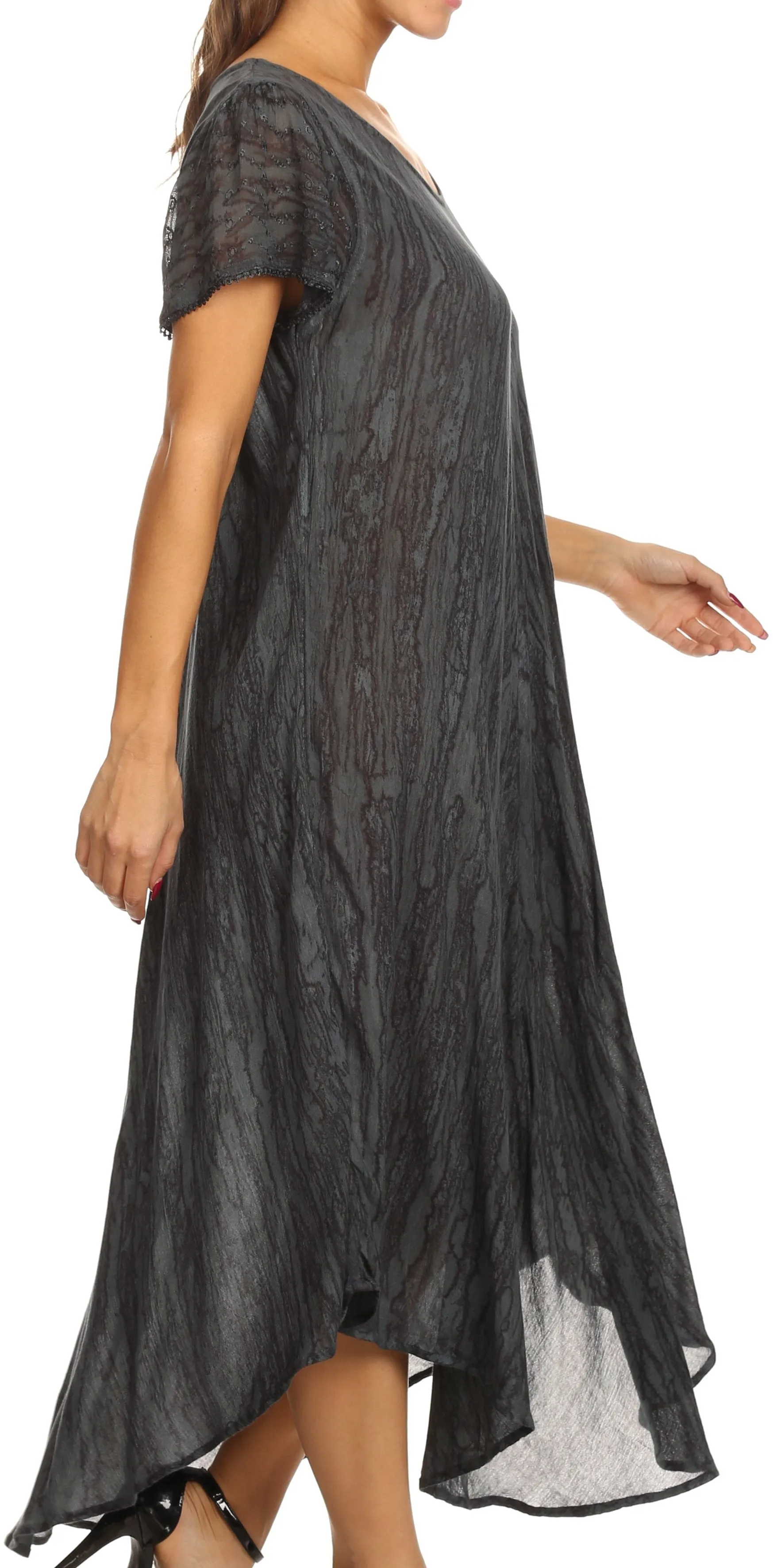 Sakkas Faye Cap Sleeved Cotton Caftan Cover Up Dress