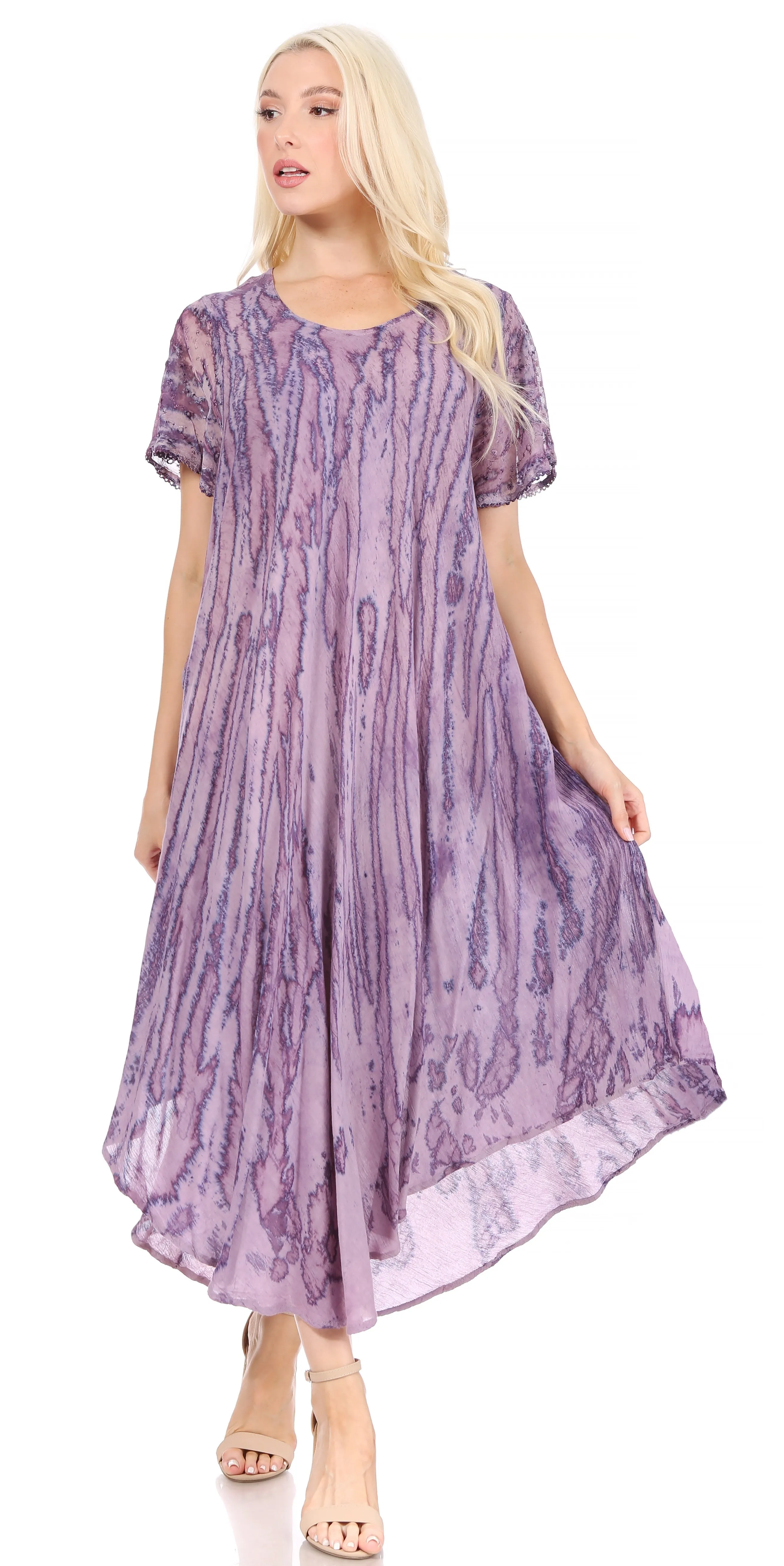 Sakkas Faye Cap Sleeved Cotton Caftan Cover Up Dress