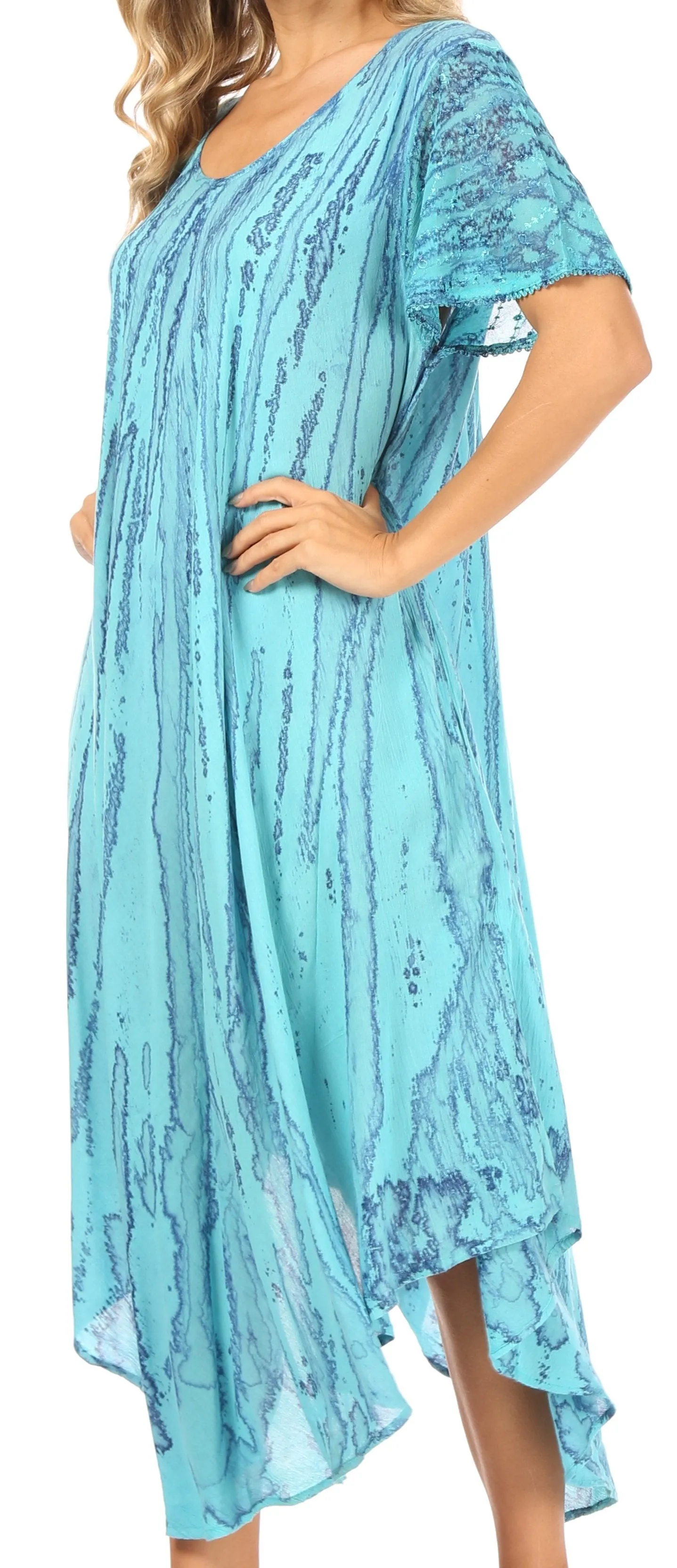 Sakkas Faye Cap Sleeved Cotton Caftan Cover Up Dress