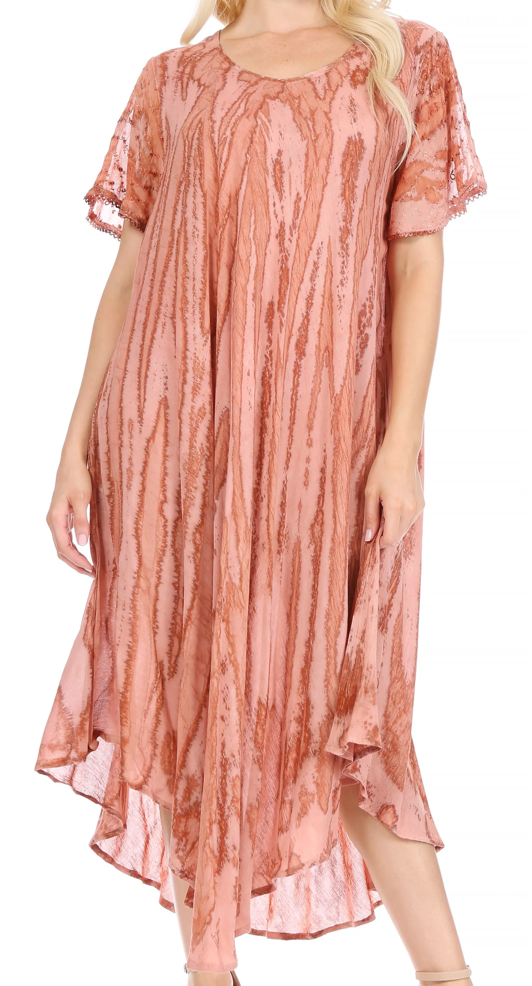 Sakkas Faye Cap Sleeved Cotton Caftan Cover Up Dress