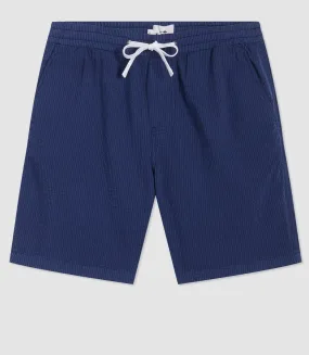 Seersucker Slim Fit Bengal Stripe Short - Navy