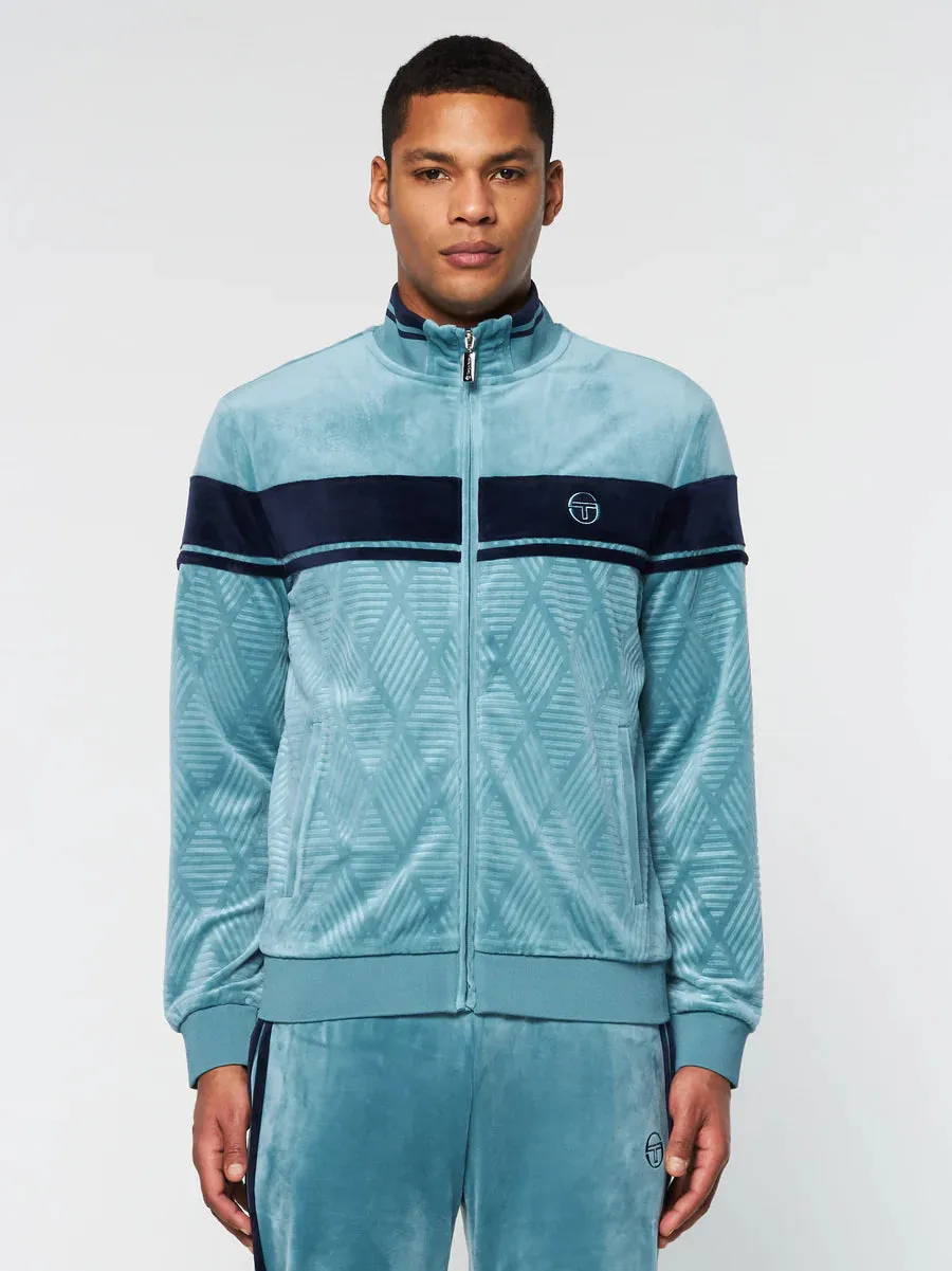 Sergio Tacchini Debossed Larkspur Velour Track Set - Jacket and Pants