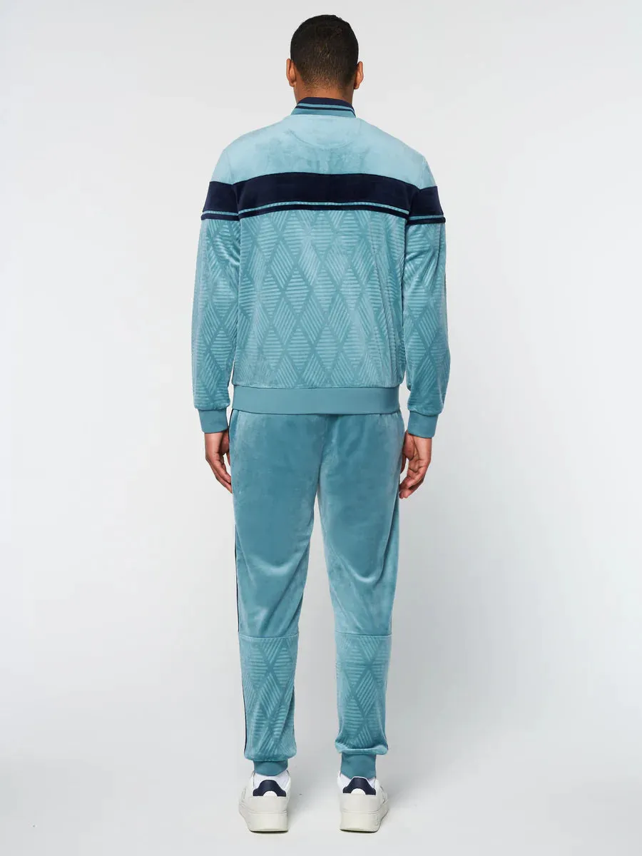 Sergio Tacchini Debossed Larkspur Velour Track Set - Jacket and Pants