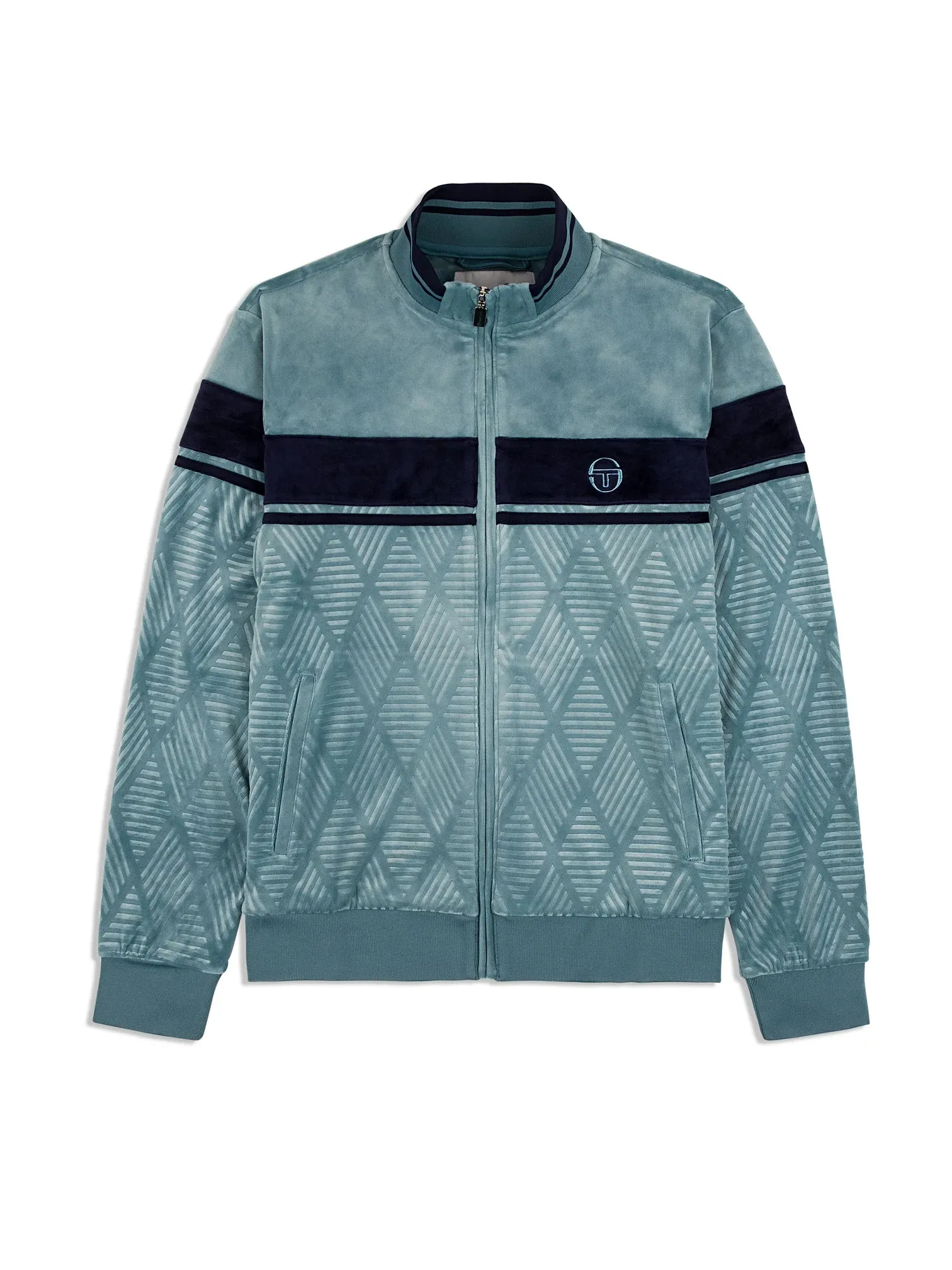 Sergio Tacchini Debossed Larkspur Velour Track Set - Jacket and Pants