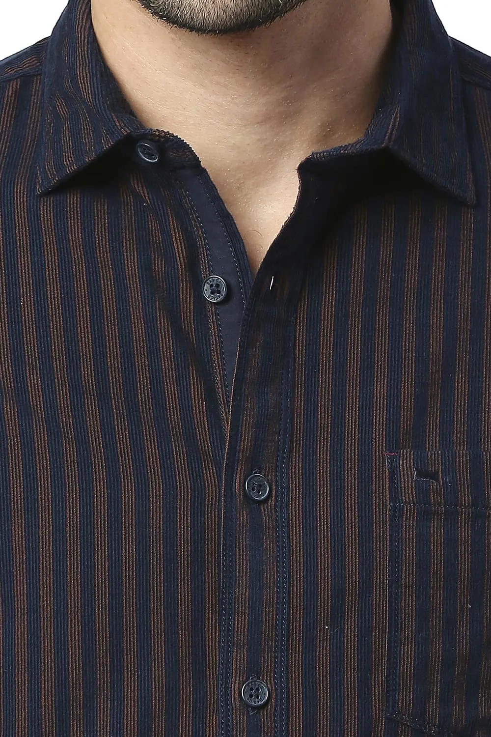 Slim Fit Cotton Corduory Stripe Shirt