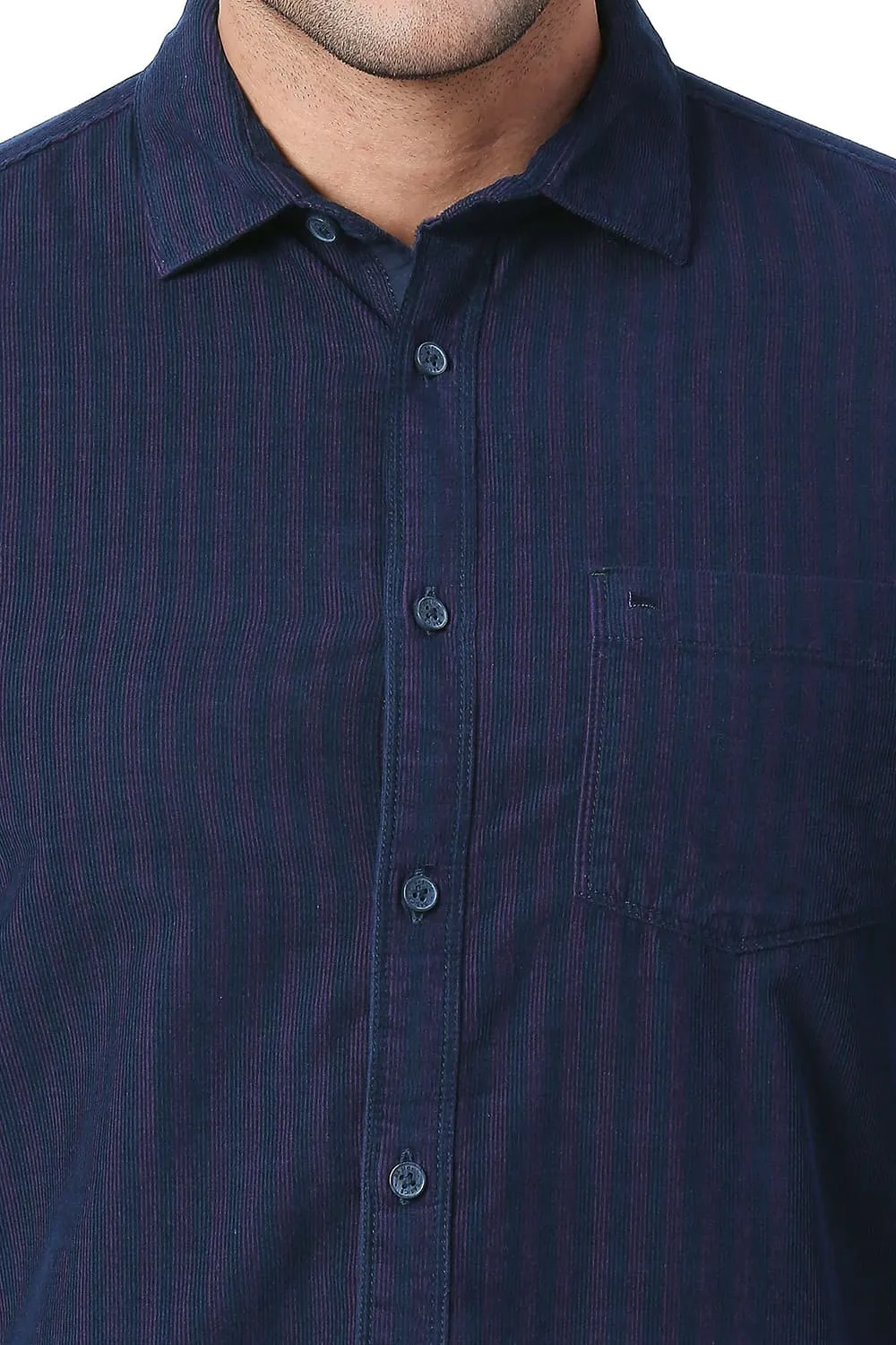 Slim Fit Cotton Corduory Stripe Shirt