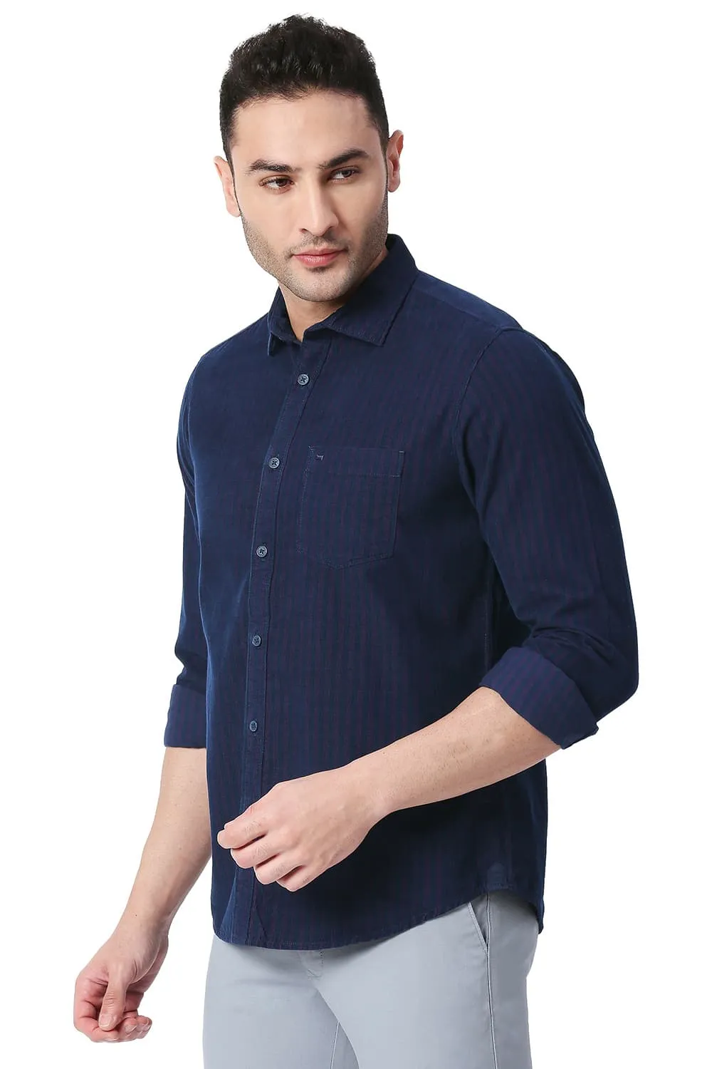 Slim Fit Cotton Corduory Stripe Shirt